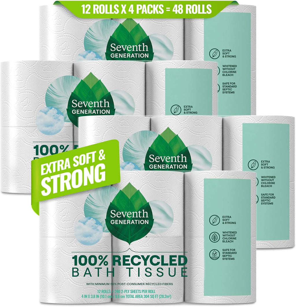 Seventh Generation Toilet Paper, 100% Recycled 2-Ply Bath Tissue, 48 Rolls