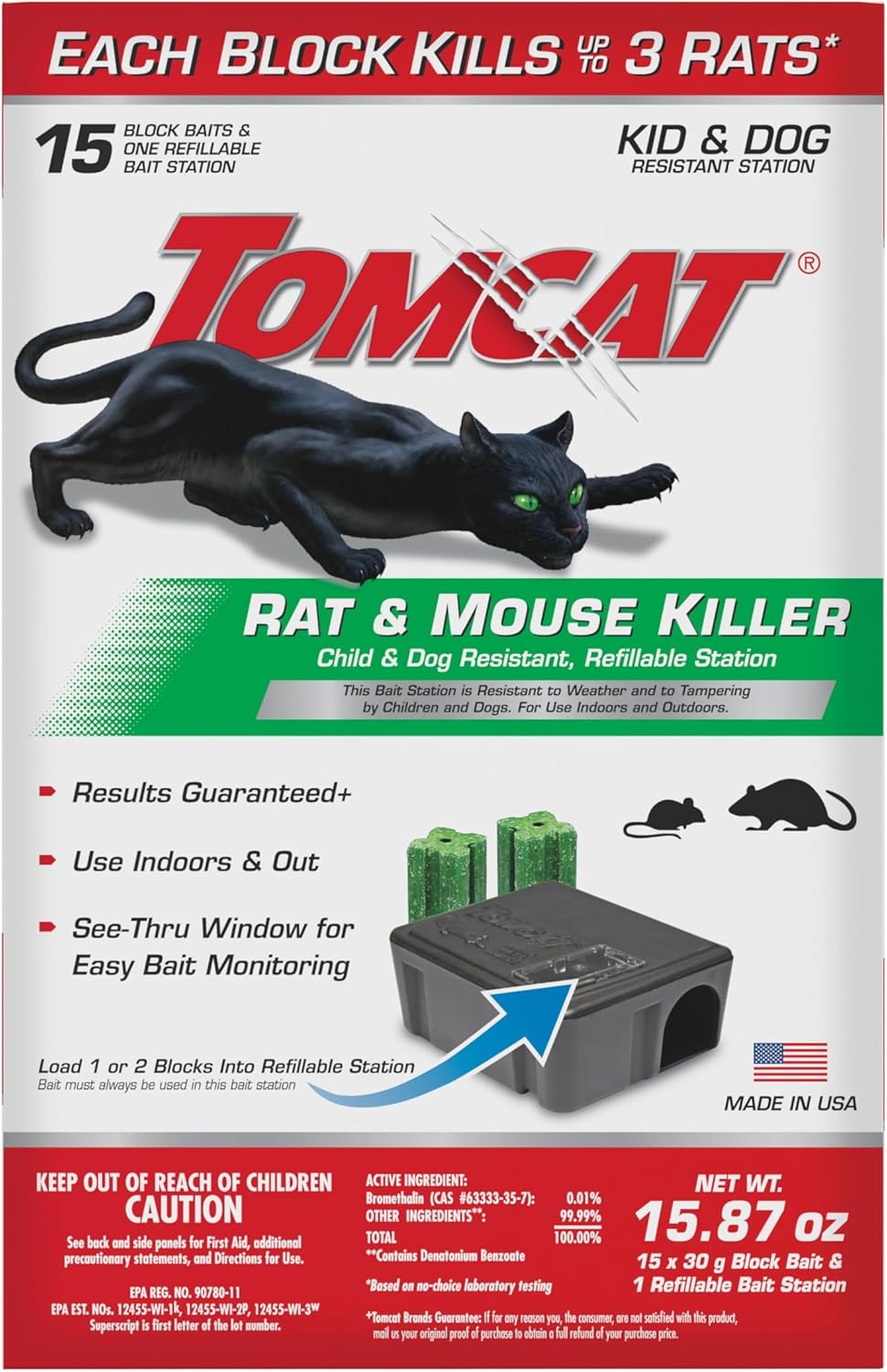 Tomcat Rat & Mouse Killer, Child & Dog Resistant, Disposable Station, 8 oz.