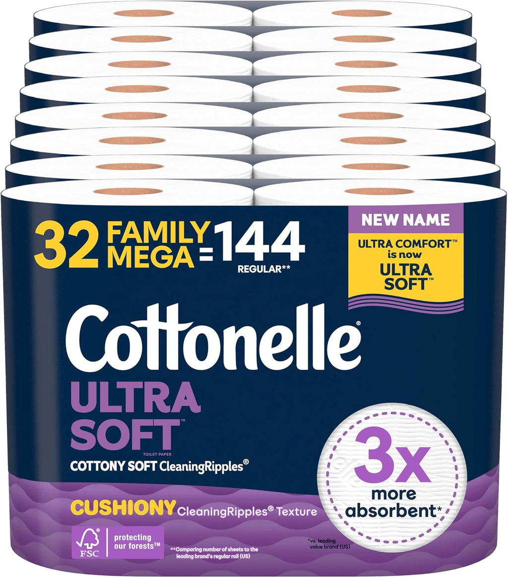 Cottonelle Ultra Soft Toilet Paper, 9 Mega Rolls = 36 Regular Rolls