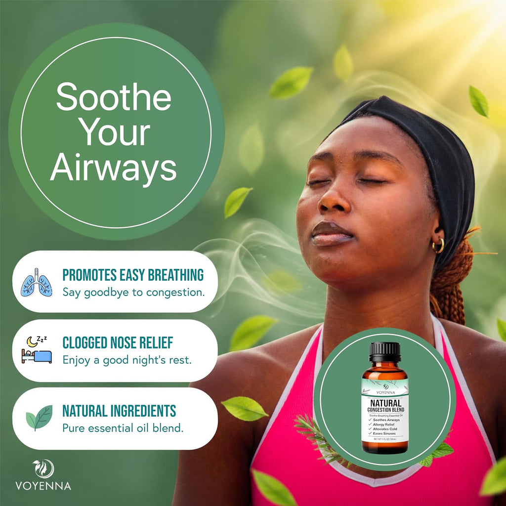 Essential Oil Breathe Blend for Diffuser, Humidifier, Aromatherapy & Rub with Peppermint & Eucalyptus Oils | for Headache, Allergy & Congestion