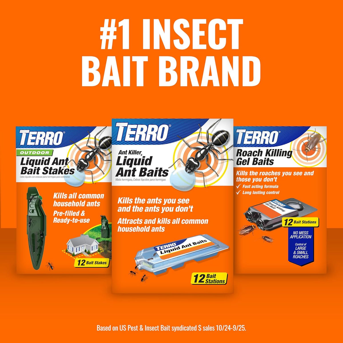 TERRO Liquid Ant Killer 3-Pack Indoor Ant Baits with Borax - Kills Common Household Ants Including Ghost, Sugar, and Black Ants - Fast-Acting Pest Control, T200-3SR