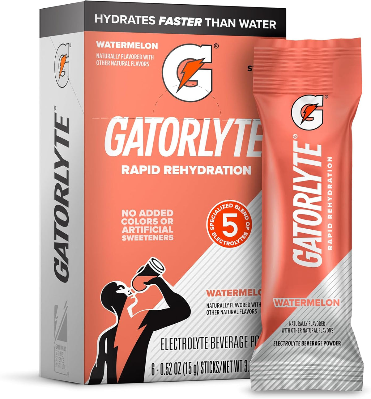 Gatorlyte Rapid Rehydration Electrolyte Beverage, Variety Pack, Lower Sugar, Specialized Blend of 5 Electrolytes, No Artificial Sweeteners or Flavors, 18 pack, 1 pack mixes with 16.9oz (500ml) water