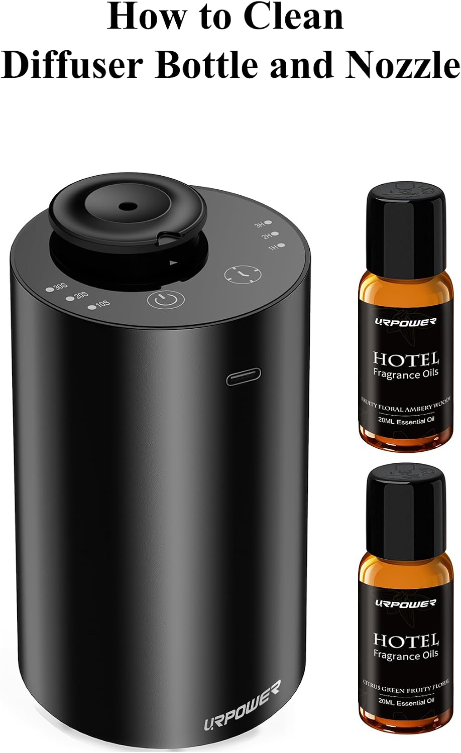 URPOWER Waterless Essential Oil Diffuser Cordless Mini Scent Diffuser 20mL