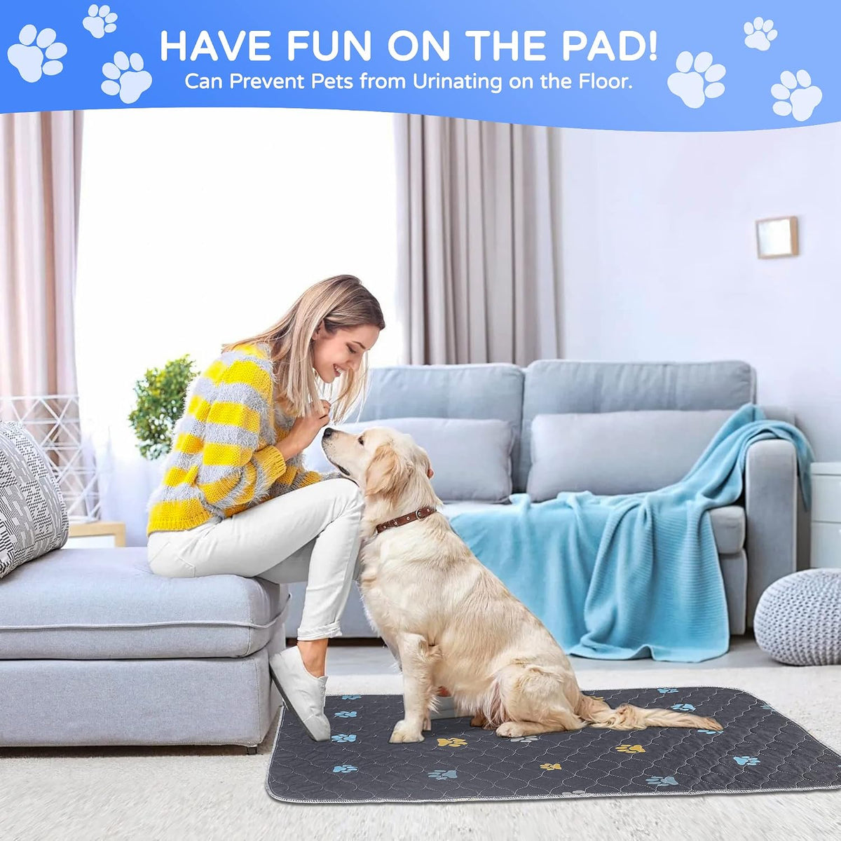 Aitmexcn Washable Pee Pads for Dogs, 2 Pack Reusable Puppy Pads, 24''x36'' | Super Absorbent, Leakproof, Machine Washable, Non-Slip Bottom, For Puppy Training, Crates and Small Floor Areas