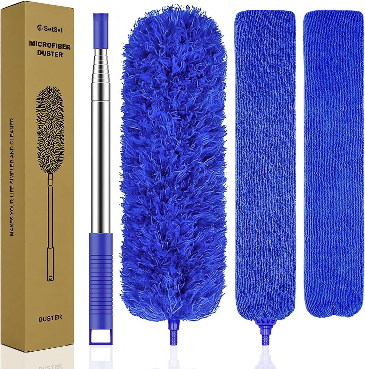 SetSail Extra-Long Dusters with Extension Pole 100-inch for Cleaning, Gray