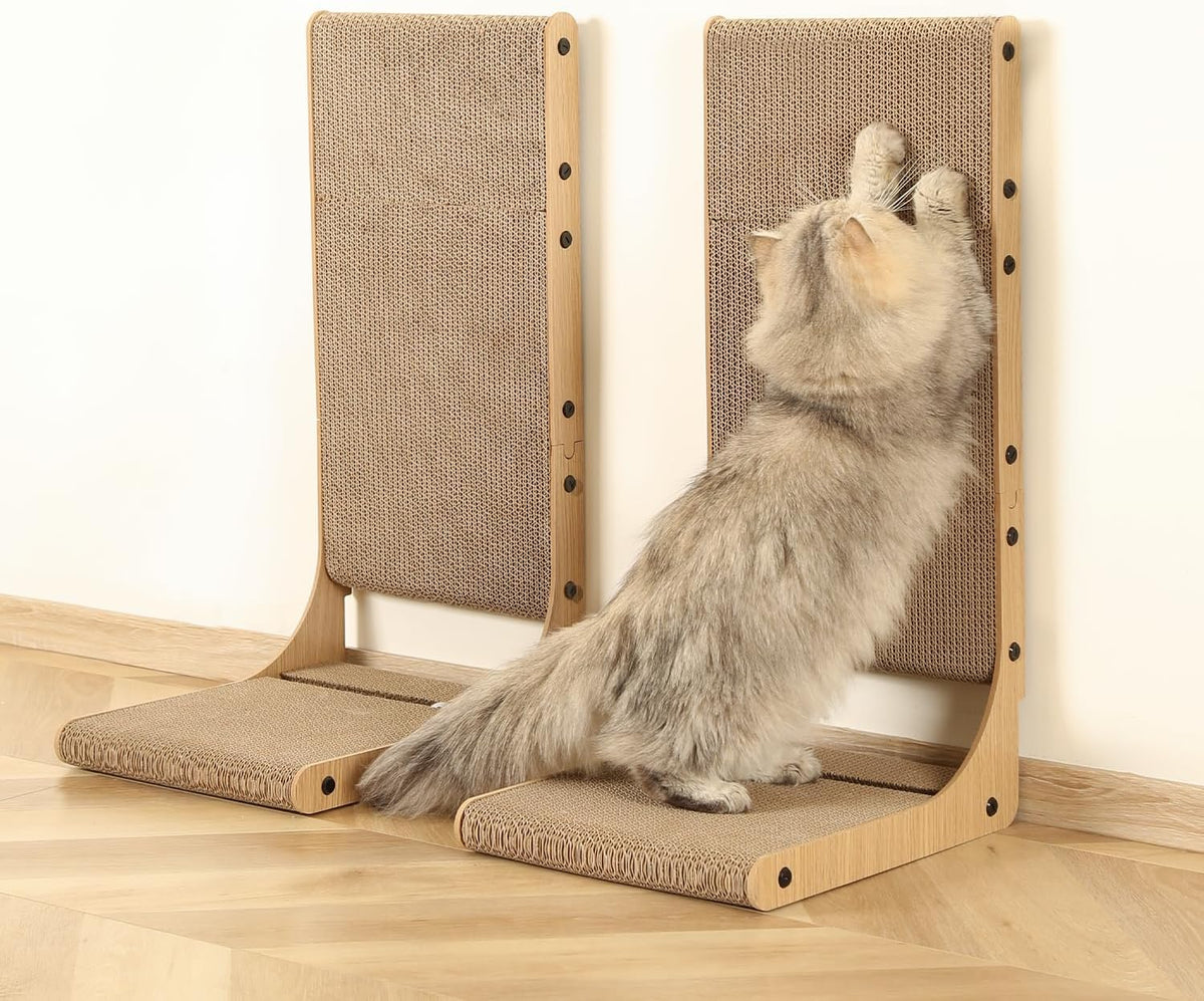 Zakkart 2-Pack L-Shaped Cat Scratching Board, Cardboard, 25.6" Tall (L)