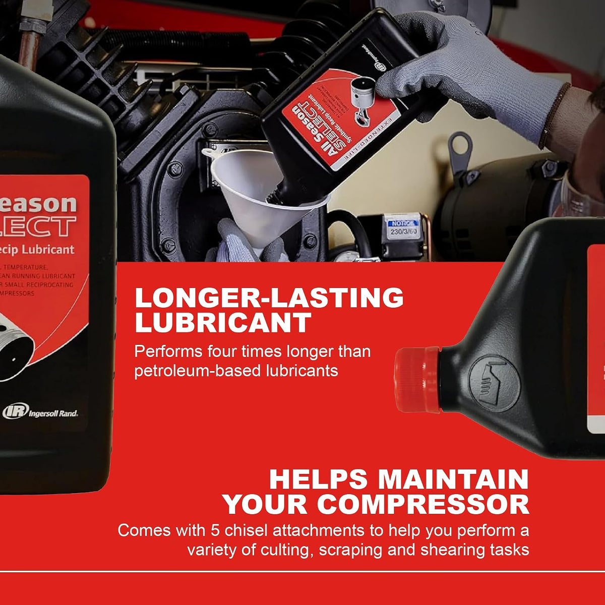 Ingersoll Rand All Season Select Synthetic Air Compressor Oil, 1 L