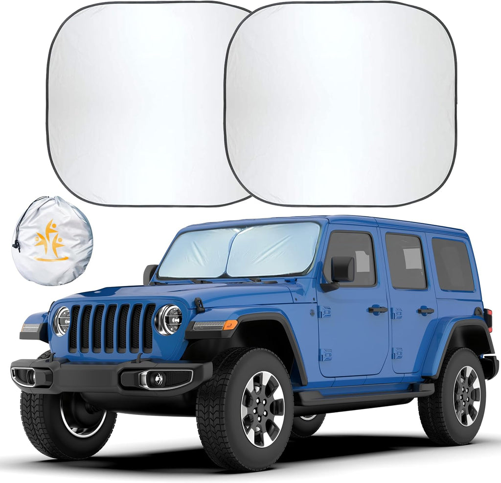 EcoNour 2 Piece Foldable Car Windshield Sun Shade, UV & Heat Protection