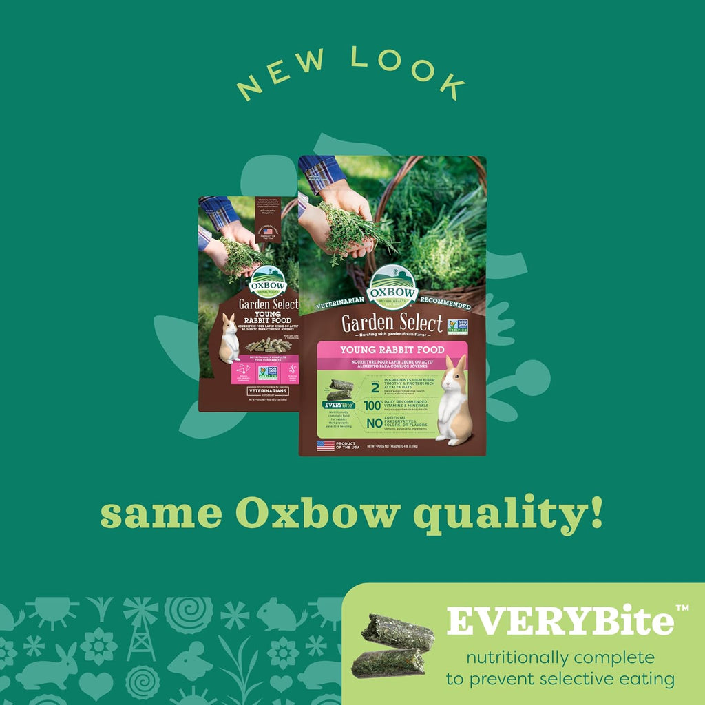 Oxbow Garden Select Young Rabbit Food, High-Fiber Rabbit Pellets, USA, 4 lb