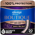 Always Discreet Boutique Incontinence Pads, for Bladder Leaks, Extra Heavy Absorbency, Long Length, 40 Count (2 Packs of 20)