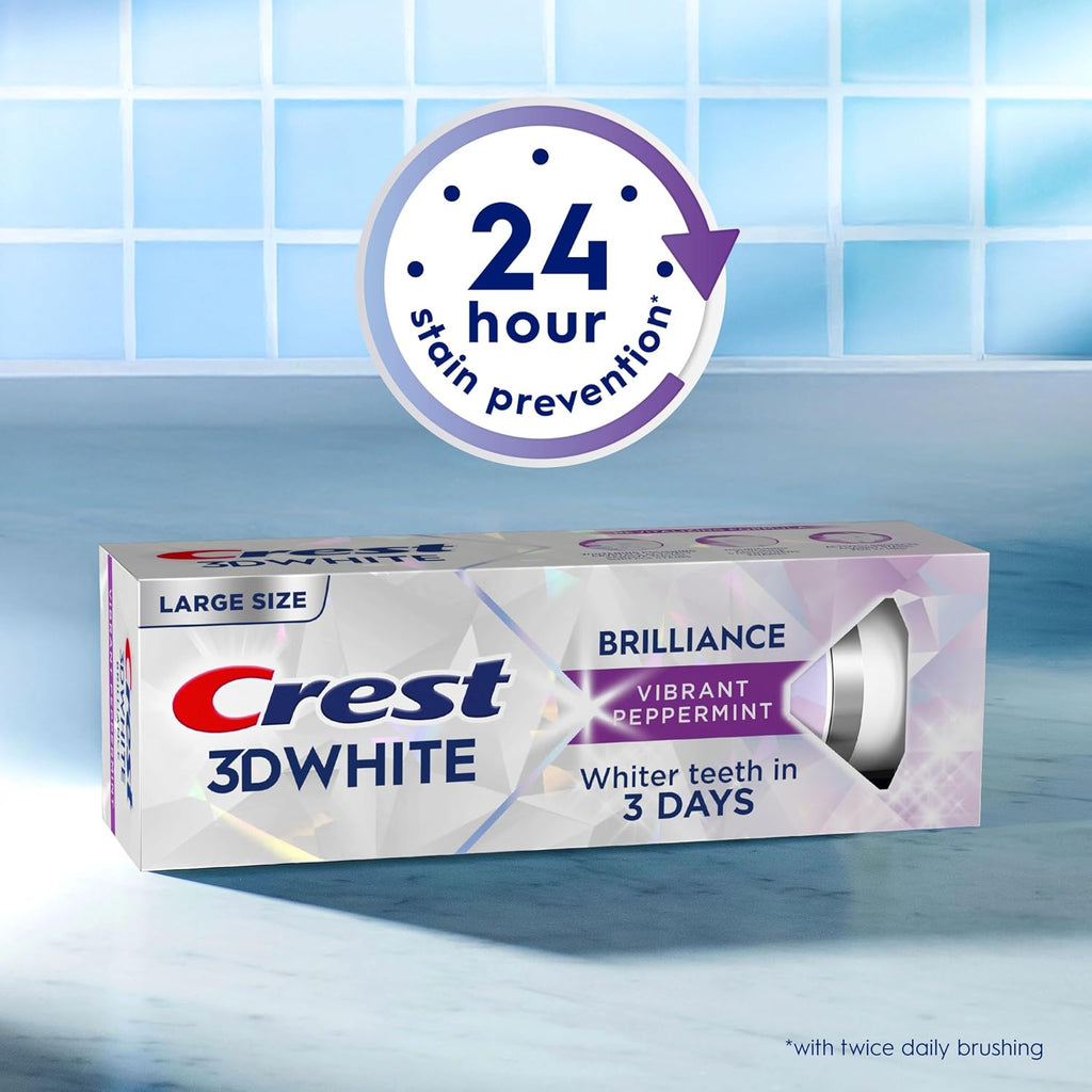 3D White Brilliance Vibrant Peppermint Teeth Whitening Toothpaste, 4.6 oz