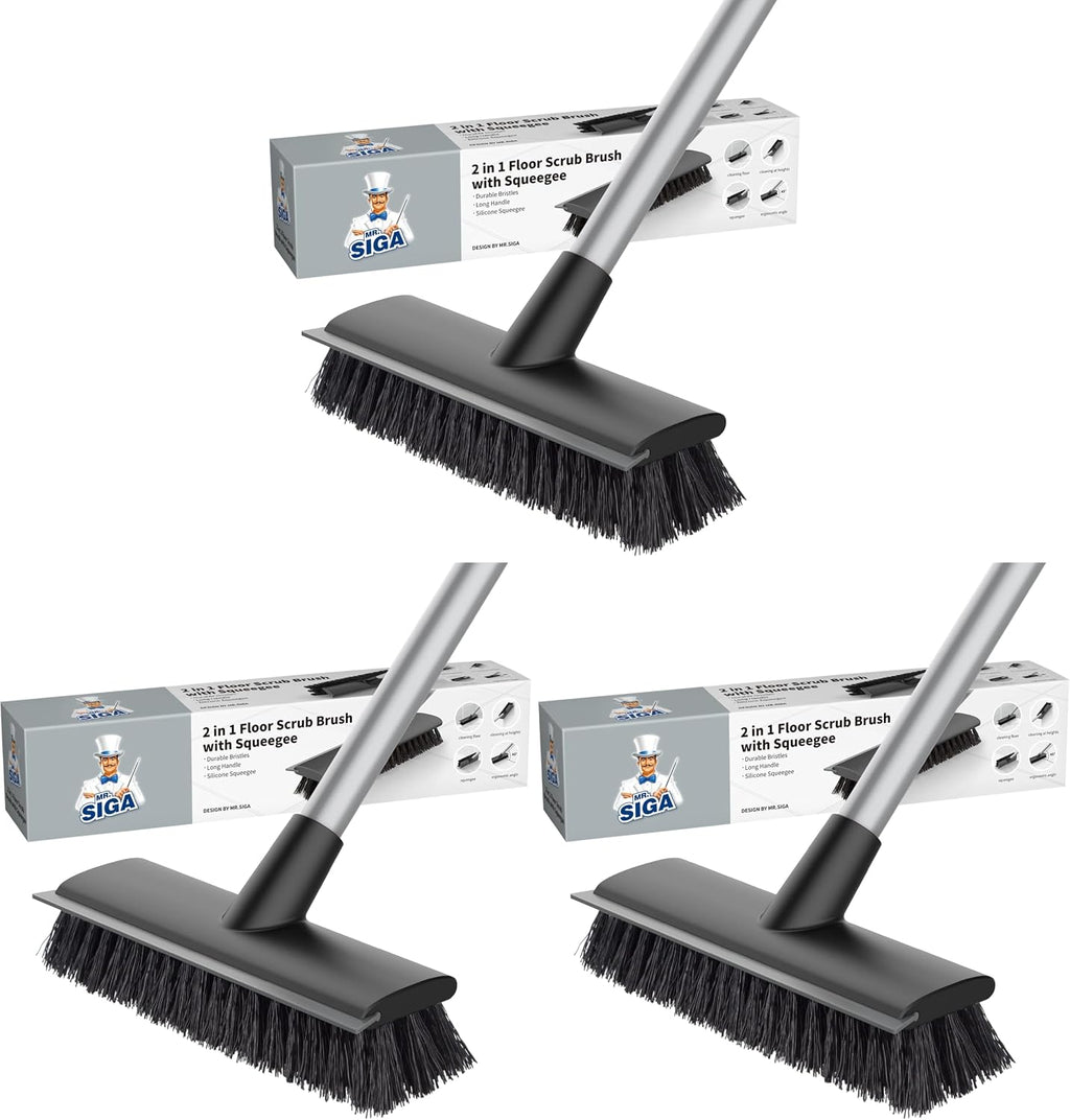 MR.SIGA Floor Scrub Brush with Long Handle for Cleaning Cleaning Bathroom