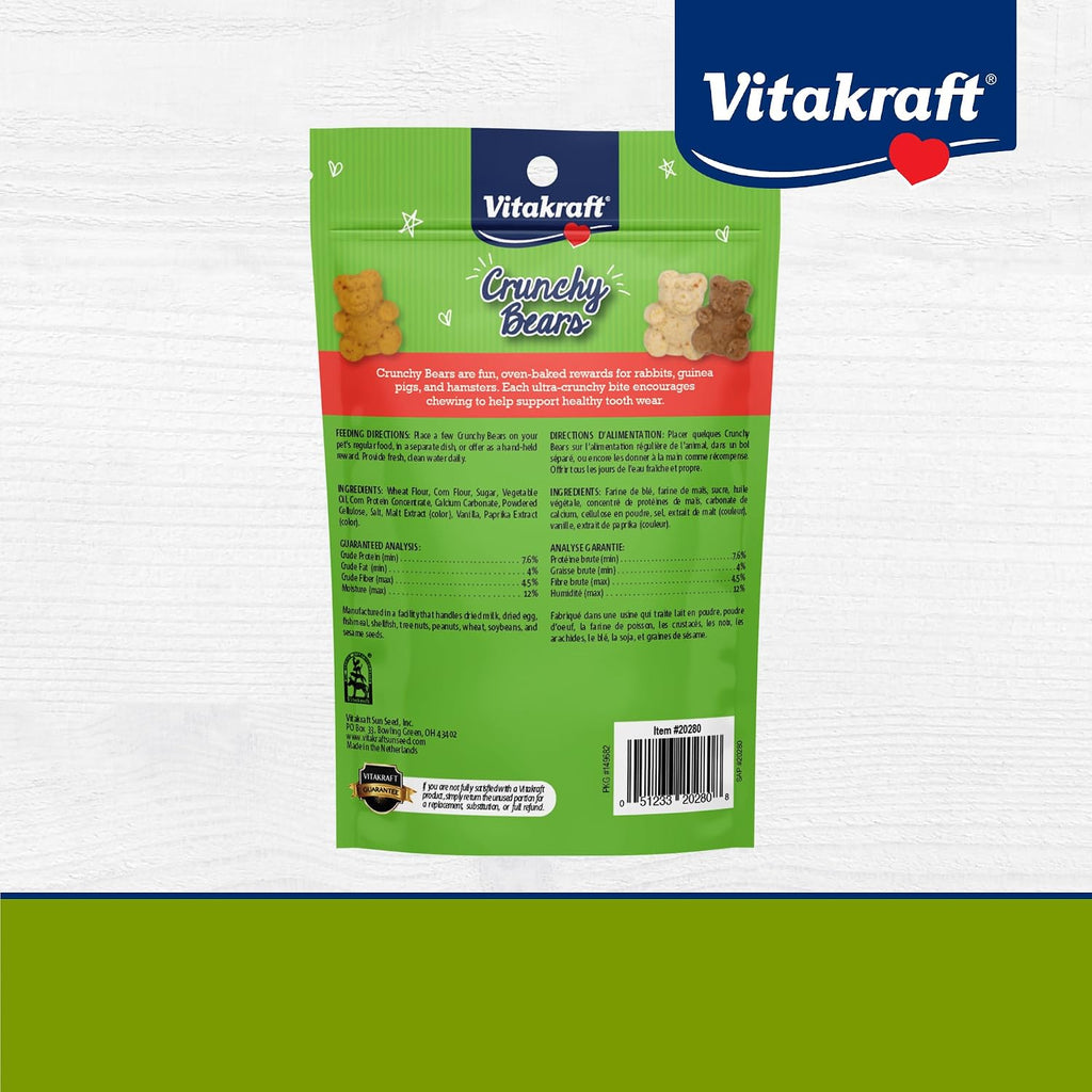 Vitakraft Crunchy Bears Rabbit, Guinea Pig & Hamster Treat 12 oz. (Pack of 3)