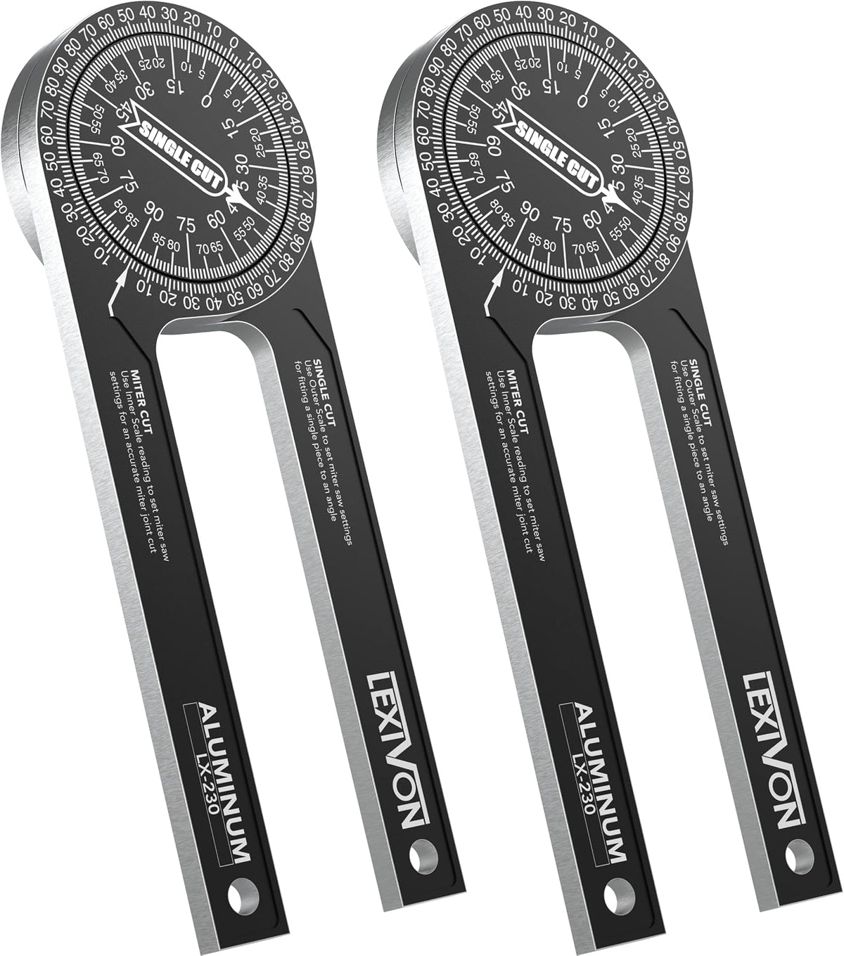 LEXIVON Aluminum Miter Saw Protractor | 7-Inch Rust Proof Angle Finder Featuring Precision Laser Engraved Scales (LX-230)