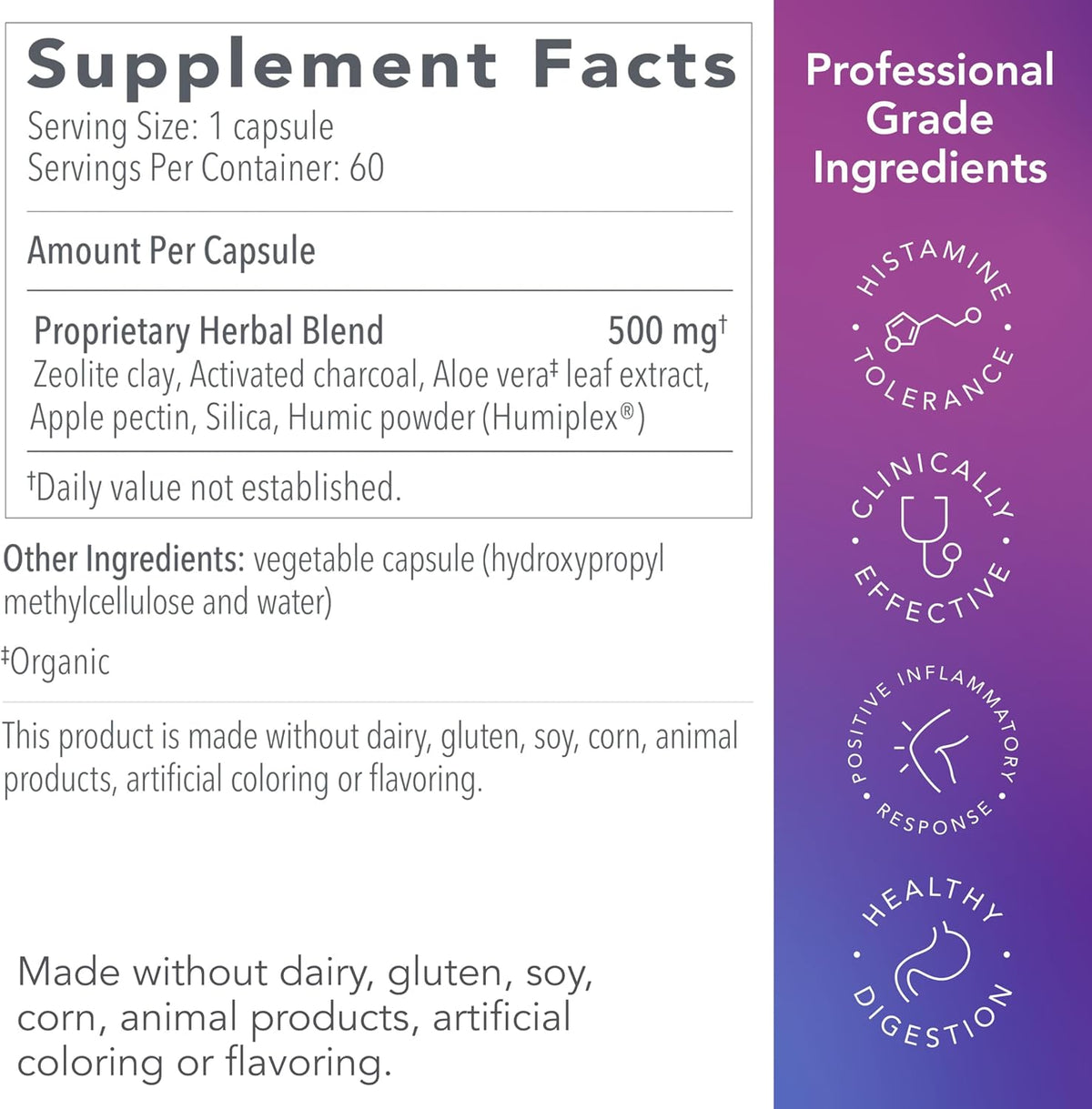 Biocidin GI Detox+ Binder Supplement, Toxins Cleanse Support, 60 Count