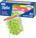 Ziploc Quart Food Storage Slider Bags, Power Shield Technology for More Durability, 42 Count