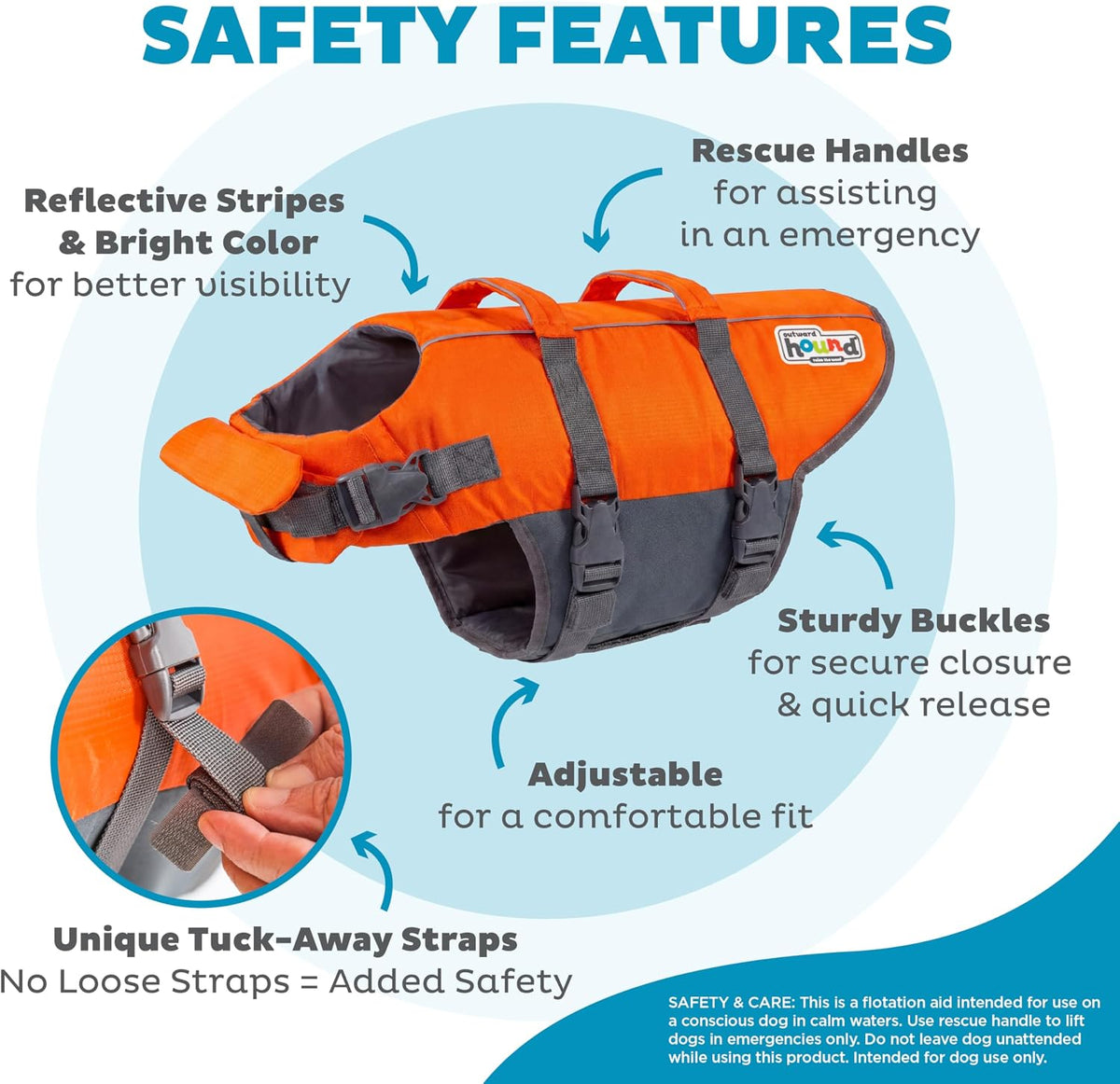 Outward Hound Granby Splash Dog Life Jacket, Life Vest, Orange, Large