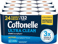 Cottonelle Ultra Clean Toilet Paper, 24 Family Mega Rolls=132 Regular Rolls