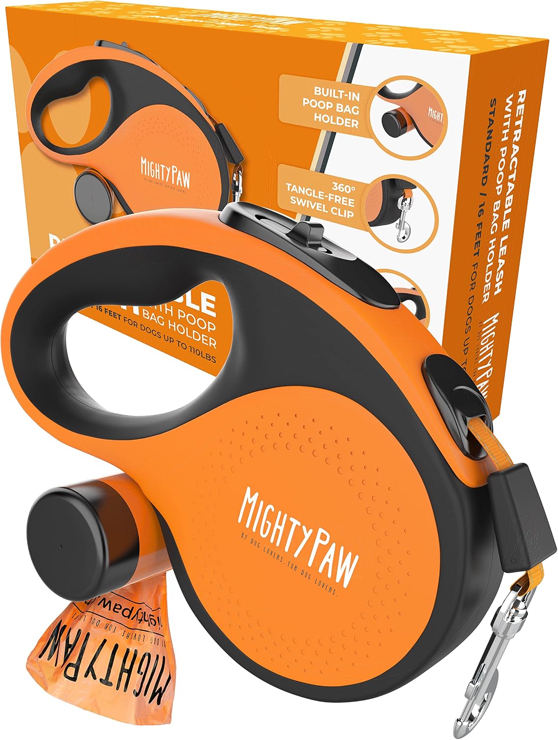 Mighty Paw Retractable Dog Leash 2.0, 16 Ft, for Medium Dogs, Heavy Duty