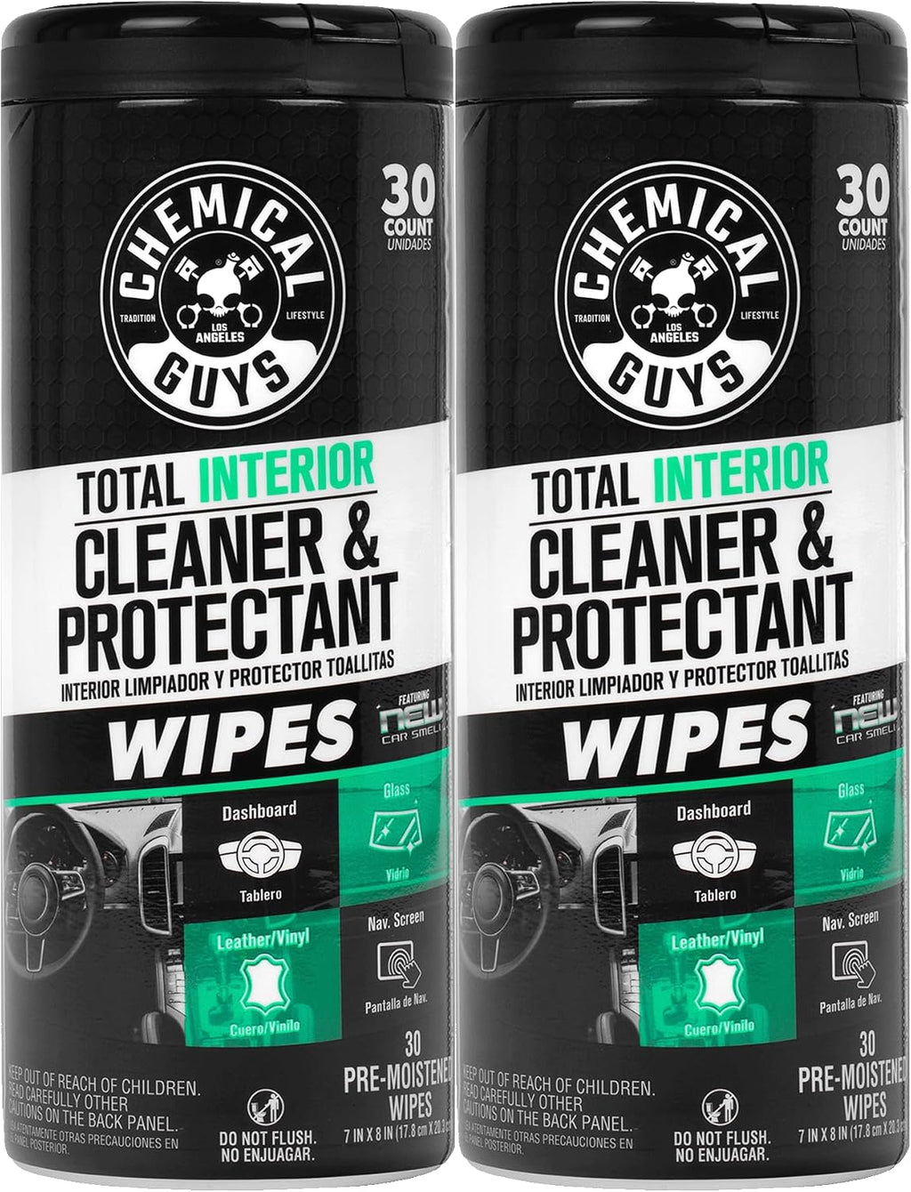 Chemical Guys, Total Interior New Car Smell Cleaner & Protect Wipes, 2 Pack