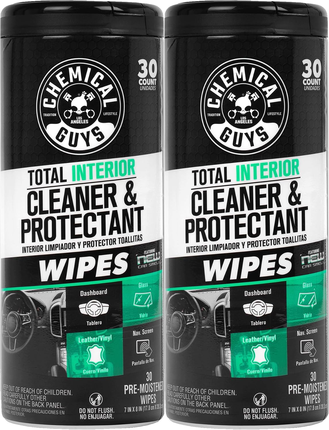 Chemical Guys, Total Interior New Car Smell Cleaner & Protect Wipes, 2 Pack
