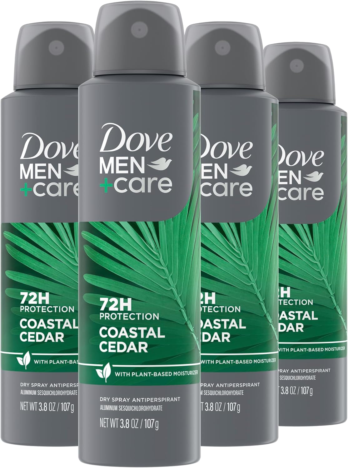 DOVE MEN + CARE Dry Spray Antiperspirant Coastal Cedar 3.8 oz 4 Count