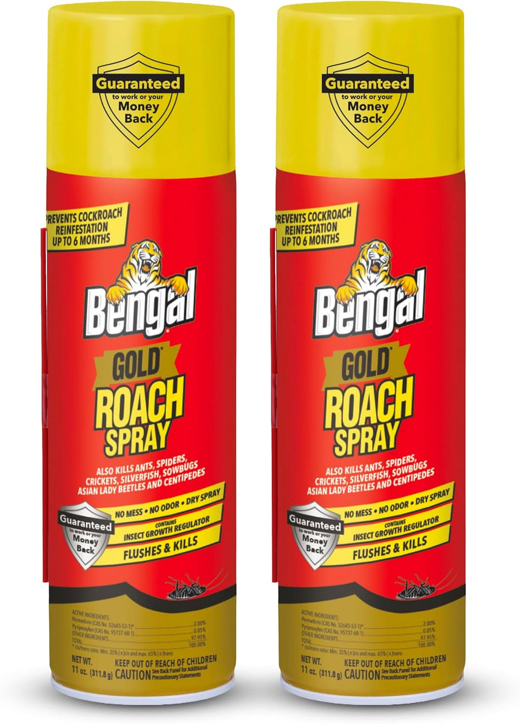 Bengal Gold Roach Spray Dry Aerosol Indoor Roach Killer - 11 oz - 2 Pack