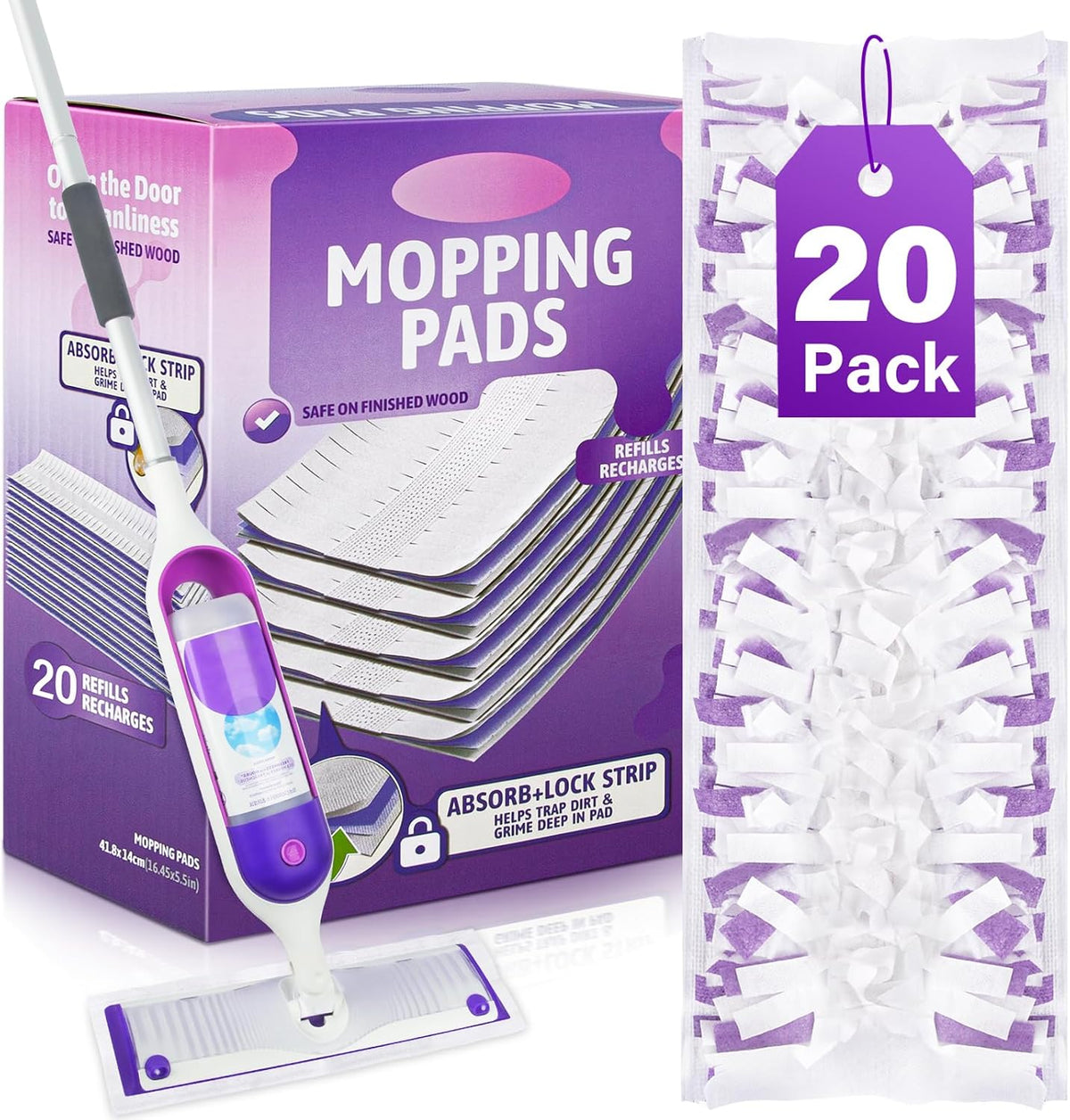 Mop Pad Refills for Swiffer PowerMop: 20 Pcs Disposable Pads