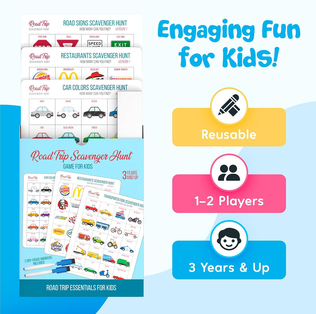 WELL BALANCED Car Bingo - Road Trip Essentials: Car Activities and Games for Kids Ages 4-8