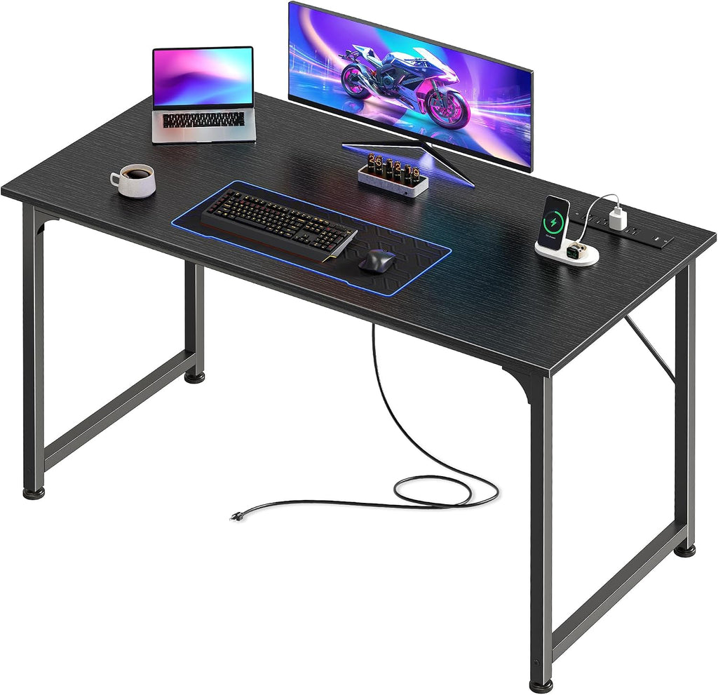PRAISUN 47 X 20 Inch Computer Desk, Power Outlets, USB-C, Rustic Brown
