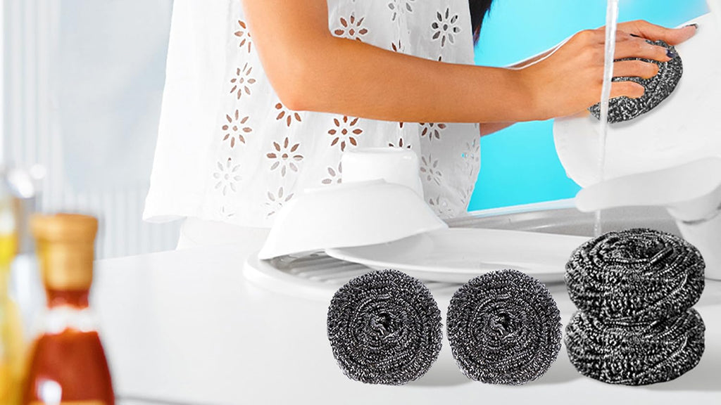 12Pcs Steel Wool Scrubber Pads for Cleaning Dishes, Pans, Pots, Ovens, Grills, Sinks - Stainless Steel Scrubbers for Kitchen, 12 Pack