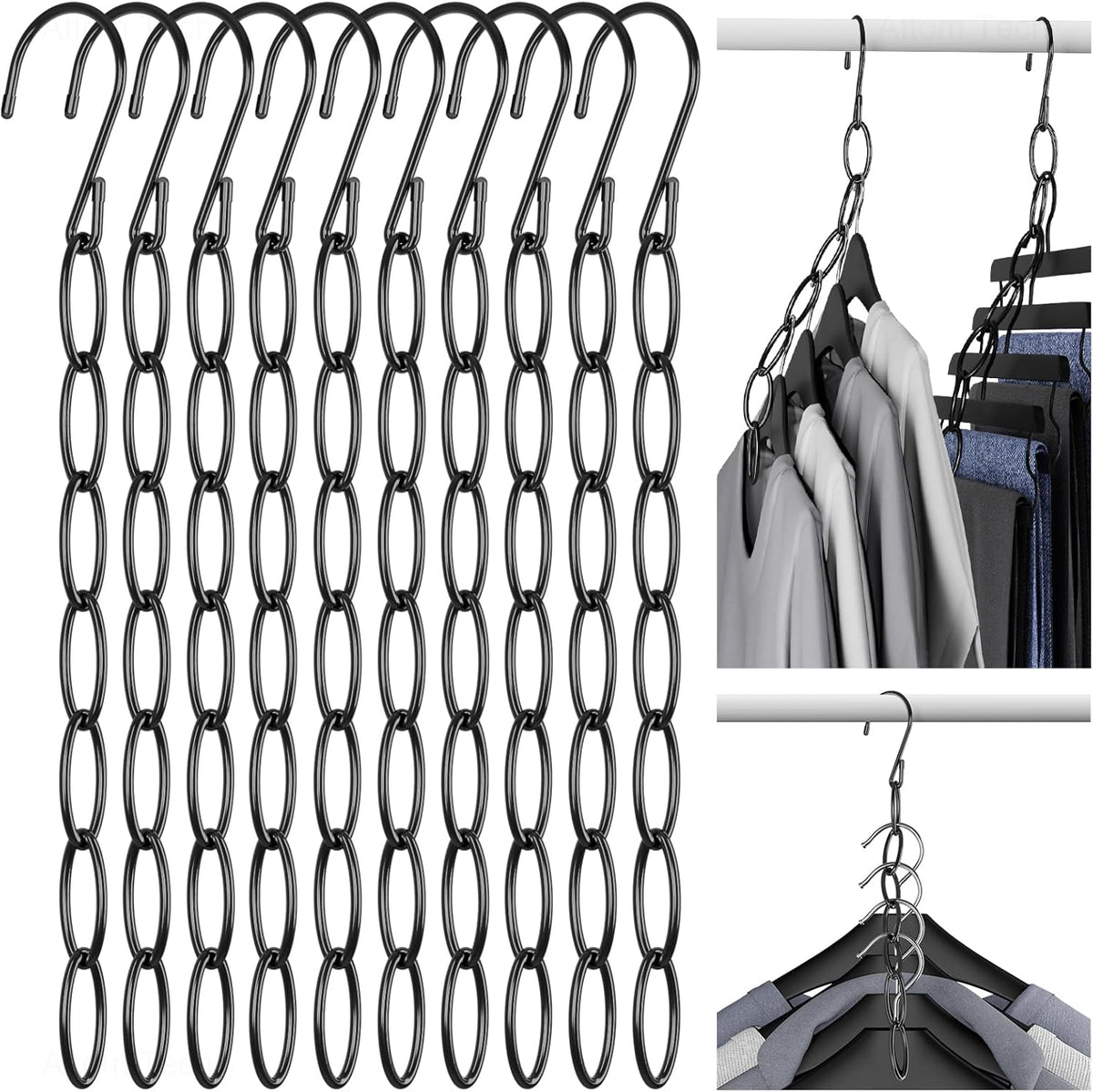 NiHome Space Saving Hangers 10-Pack, Metal Closet Organizer with Safety Cap