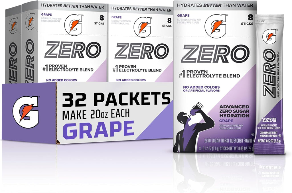 Gatorade Zero Sugar Powder, 3 Flavor Variety Pack, (32 Servings)