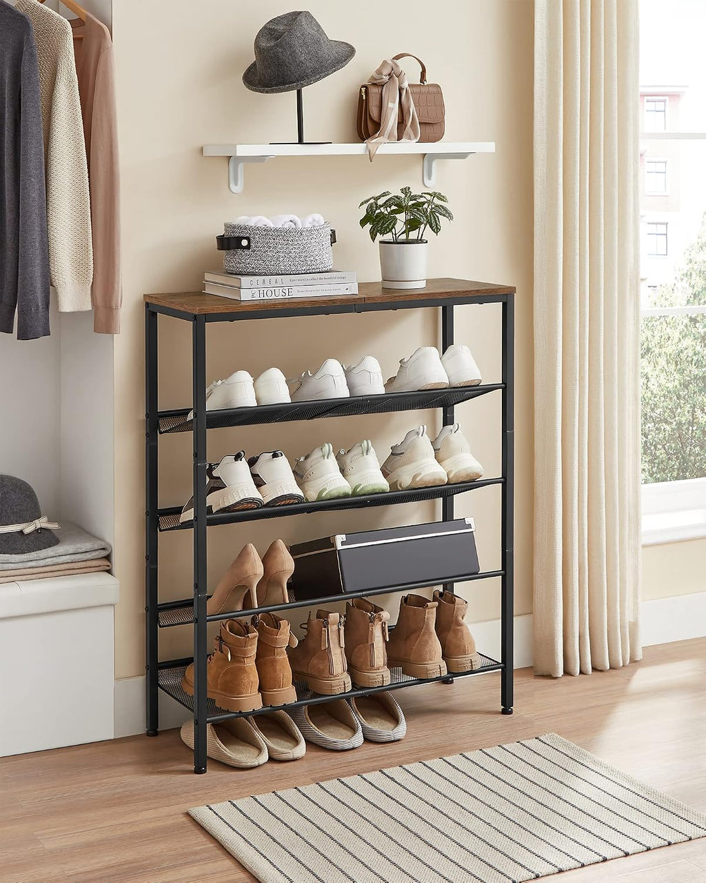 VASAGLE 5-Tier Shoe Rack, Adjustable, Freestanding