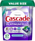 Cascade Platinum Plus Dishwasher Pods, Dishwasher Detergent, Dish Detergent Soap, Mountain, 57 Count