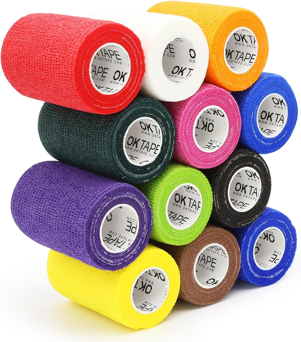 OK TAPE Self Adherent Cohesive Bandages Wrap 12Packs 2" x 5 Yards
