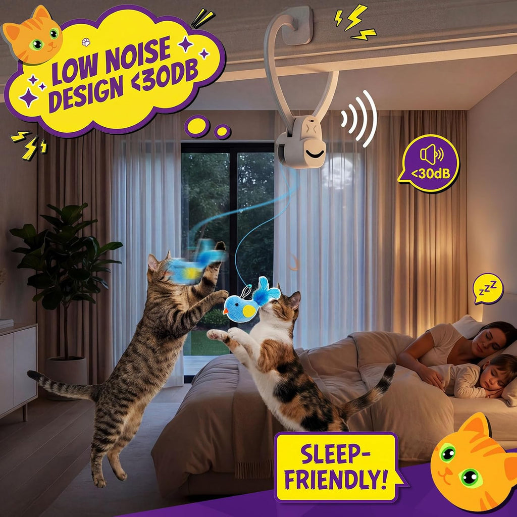 Interactive Cat Toys for Indoor Cats, Clip-On Automatic Flying Bird