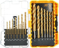 DEWALT Drill Bit Set, 21 Pc. Titanium Nitride Coated Pilot Point DEWALT Bit Set with Case for Wood, Metal and Plastic (DW1361)