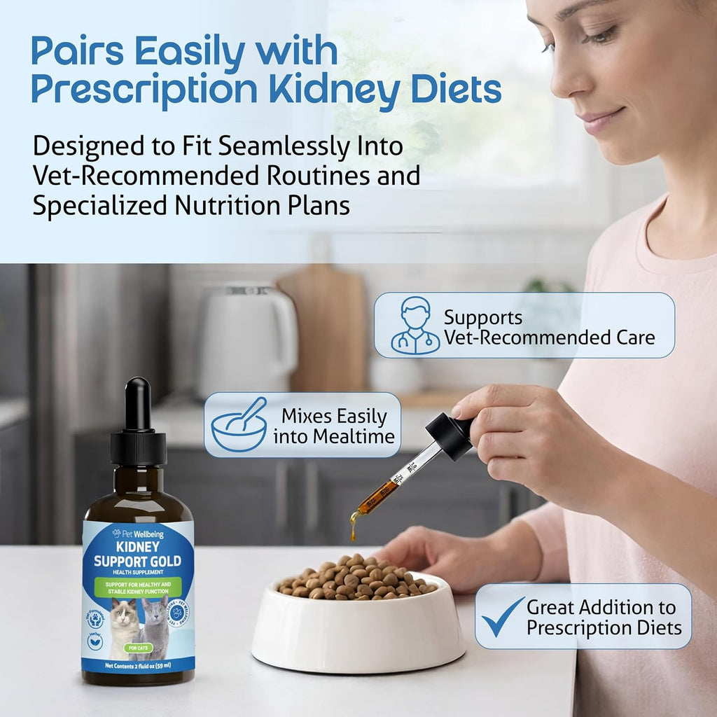 Pet Wellbeing Kidney Support Gold for Cats - Kidney Care & Hydration, 2 oz