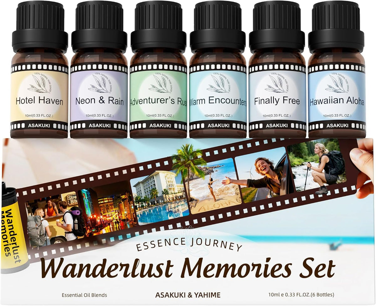 ASAKUKI Essential Oils, Well-Being Diffuser Oils Gift Set, 6x10ml
