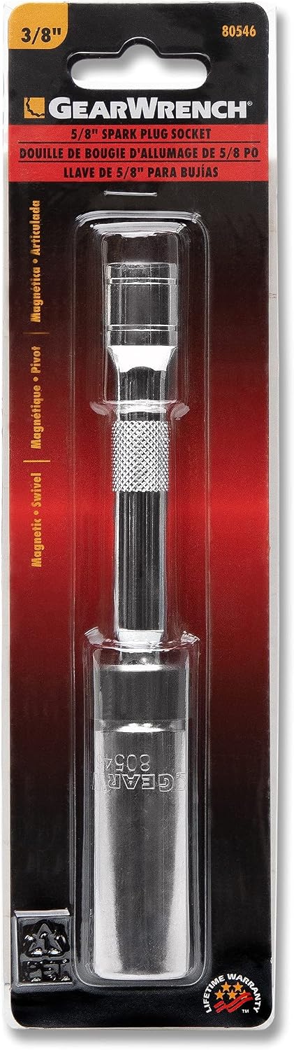 GEARWRENCH 3/8" Dr 6 Pt 5/8" x 6" Magnetic Swivel Spark Plug Socket | 80546