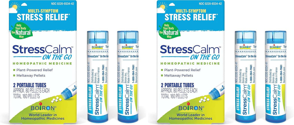 Boiron StressCalm On The Go for Relief of Stress, Anxiousness, Nervousness, Irritability, and Fatigue - 2 Count (160 Pellets)