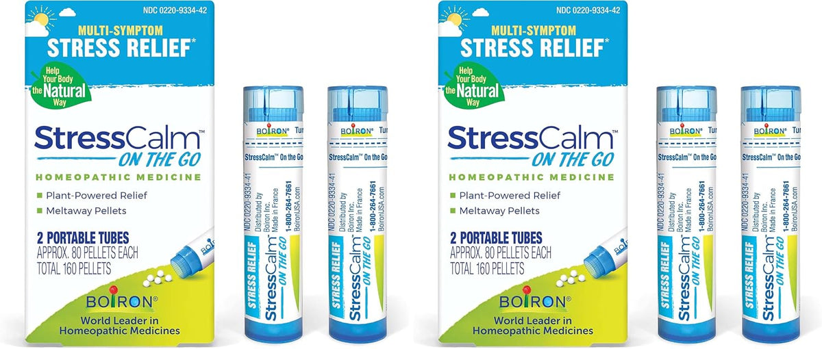 Boiron StressCalm On The Go for Relief of Stress, Anxiousness, Nervousness, Irritability, and Fatigue - 2 Count (160 Pellets)