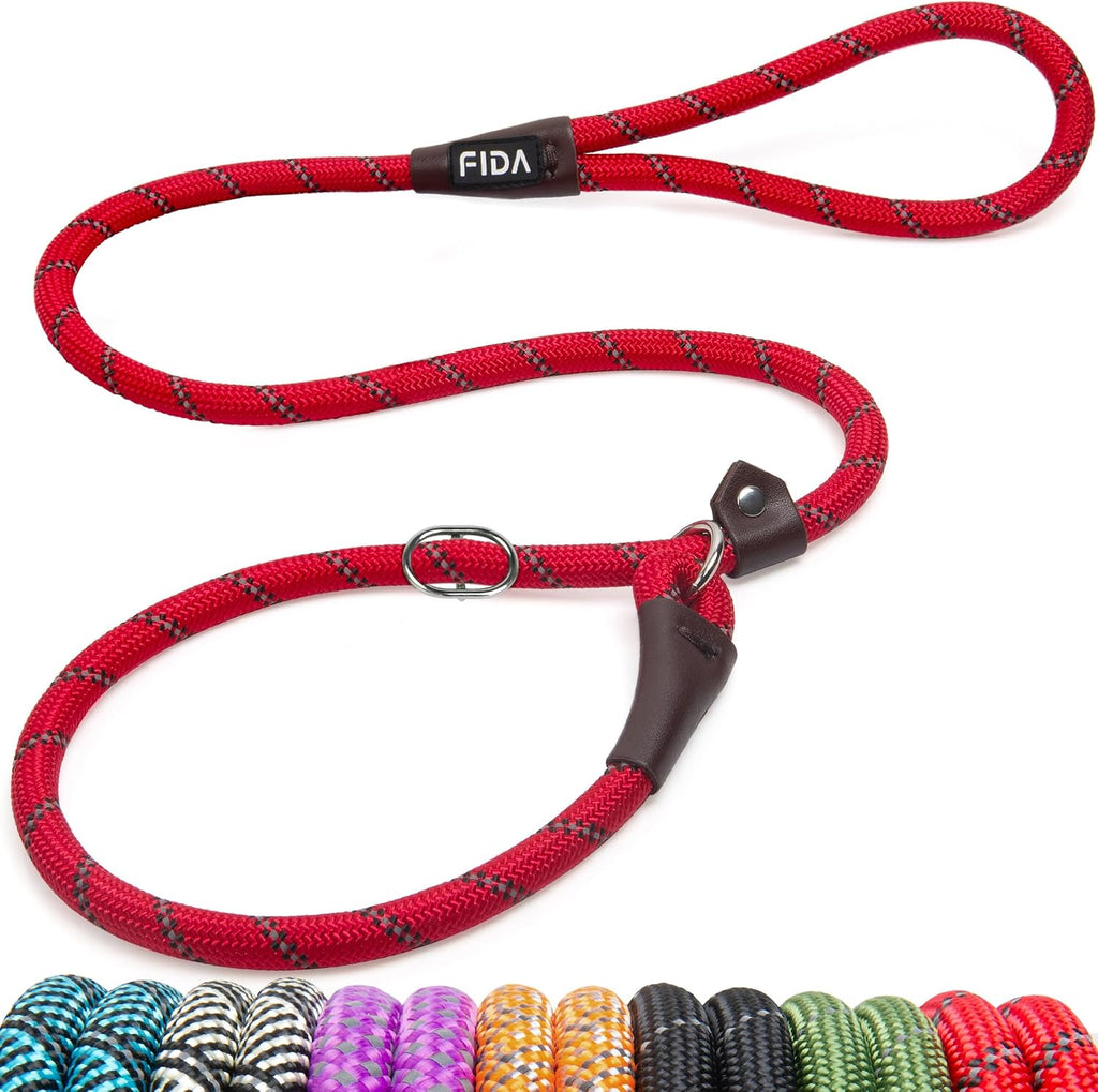 Fida Durable Slip Lead Dog Leash, 6 FT x 1/2" Dog Training Leash, Black