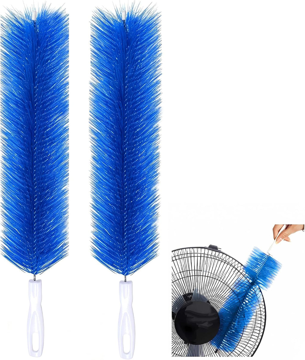 Fan Cleaner Brush, Fan Brush Cobweb Duster Microfiber Duster Ideal for Ceiling Duster, Household Duster for Curtains, Fan Cleaner for Box Fan (2 Pack) (Blue)