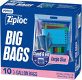Ziploc Big Bags 3 Gallon Large, Reusable Large-Capacity Plastic Storage Bags, 10 count