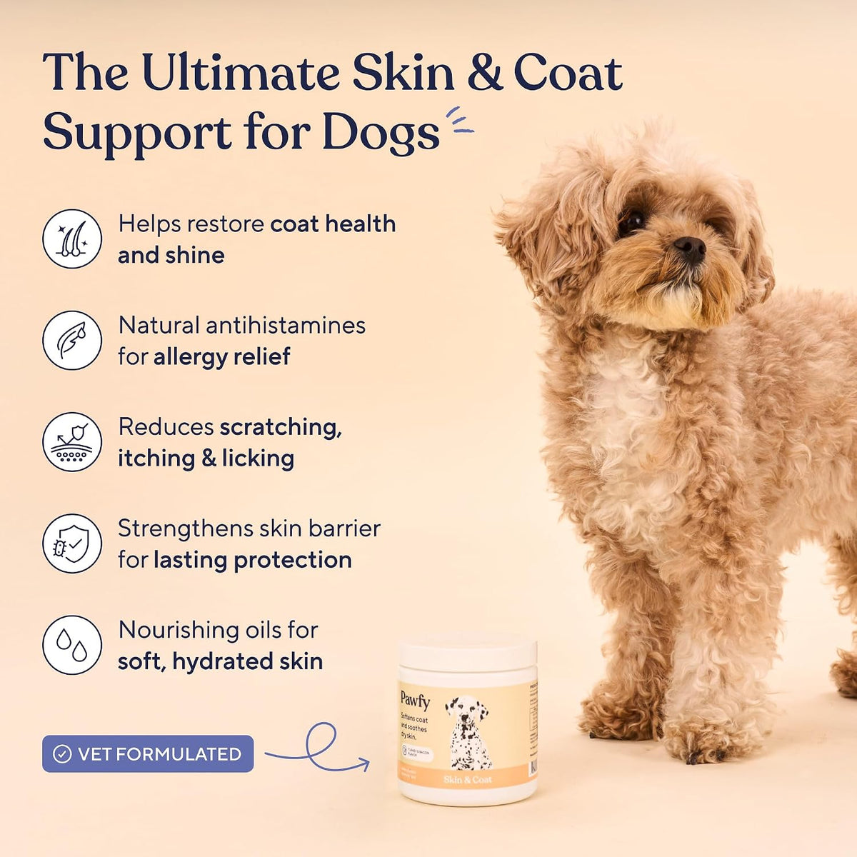 Pawfy Skin & Coat Salmon Oil Chews - Dog Itch Relief & Allergy Support