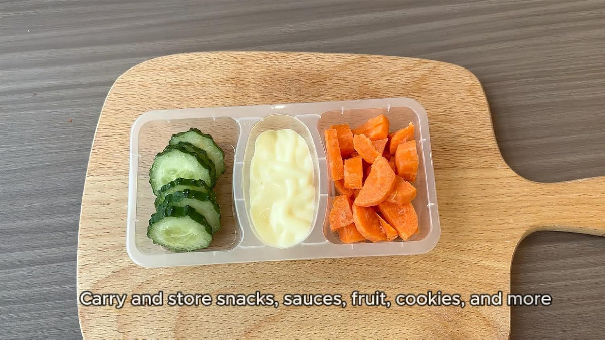 MACTANO 8 OZ Reusable Snack Containers with Lids, New 3 Compartment Condiment Snack Pack Containers 20 Sets