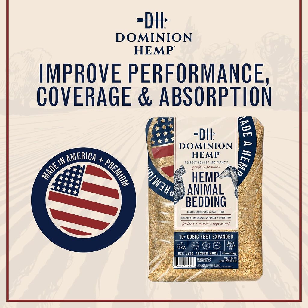 Premium Hemp Bedding for Chicken Coops 285L - 30lbs, 1-Pack