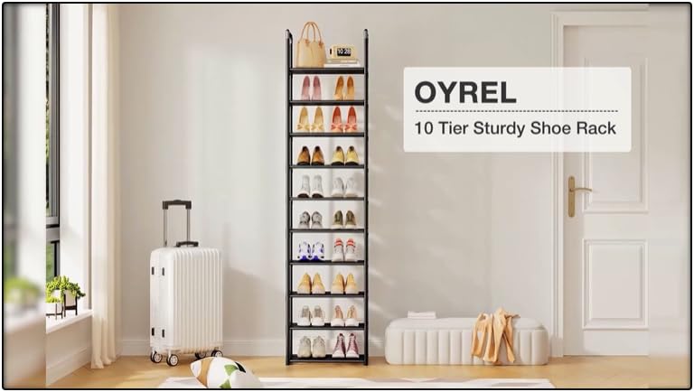 OYREL Shoe Rack - Sturdy Metal Shoes Storage Organizer for Closet, Entryway